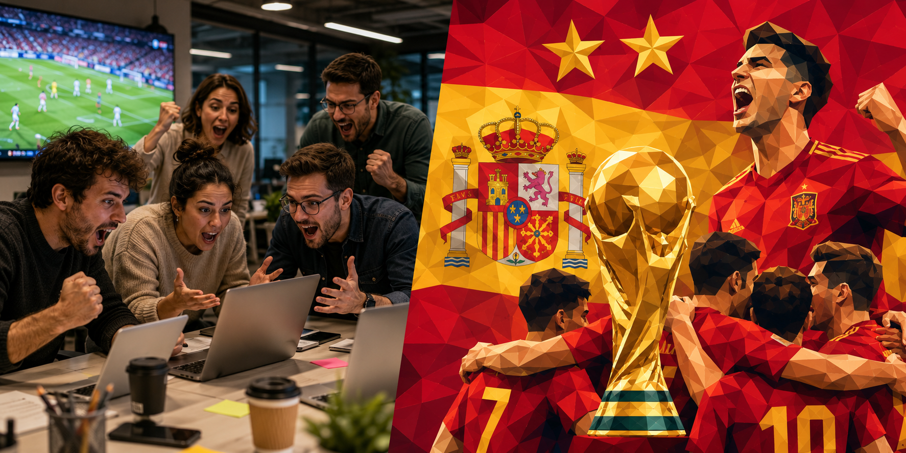 Spain's World Cup Win Sparks Real-Time Marketing Marketing team reacts to Spain's second World Cup victory as the national team celebrates with the trophy.
