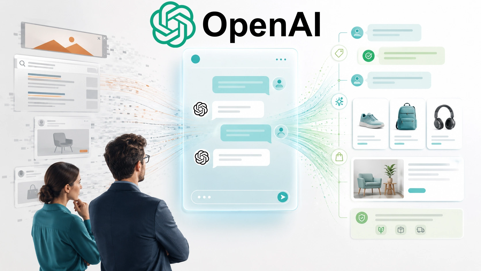 AI conversation interface showing ads shifting from banner and search placements to contextual product recommendations
