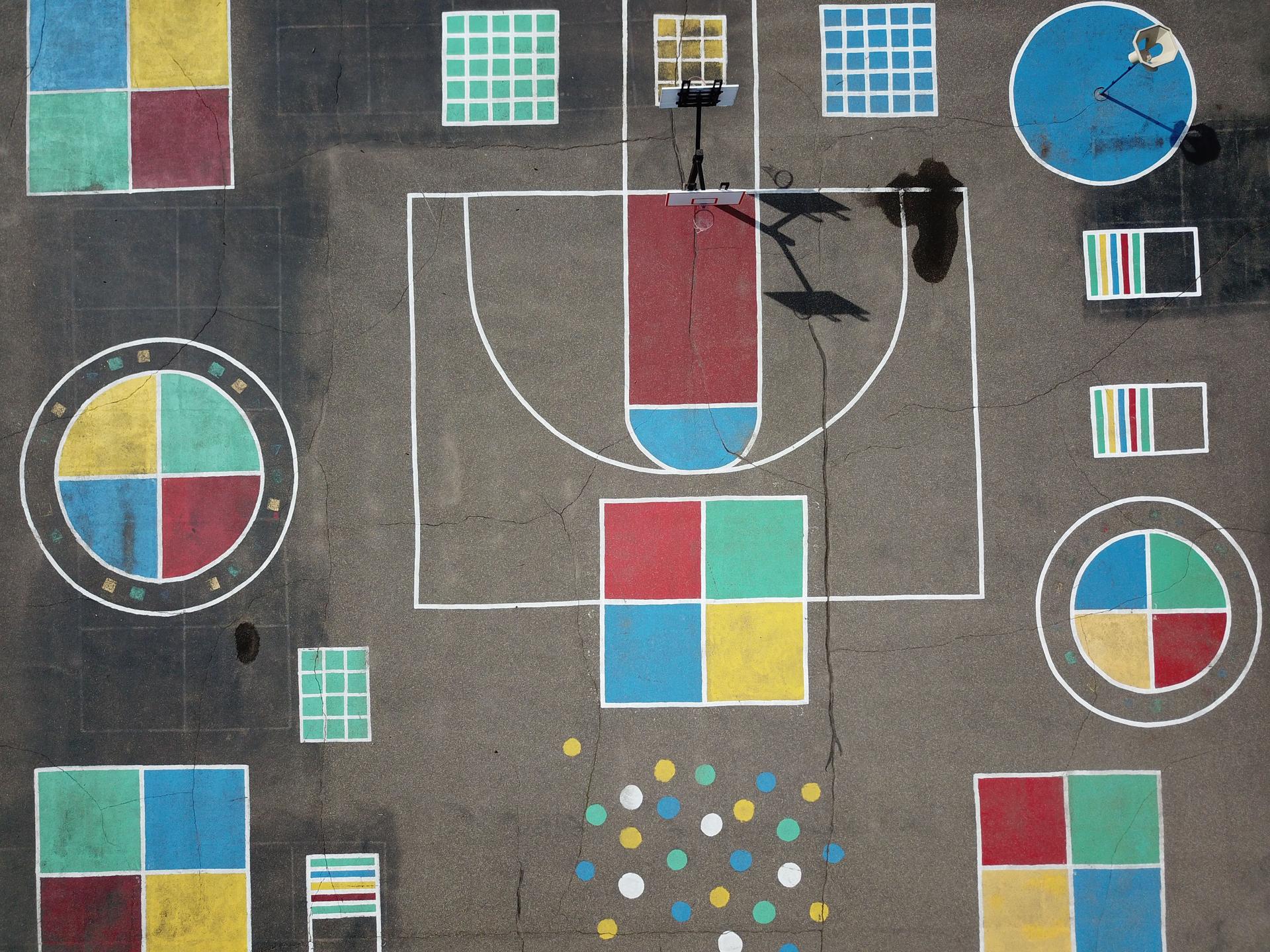 Colorful geometric playground resembling a game board for ideas created in Google Playground