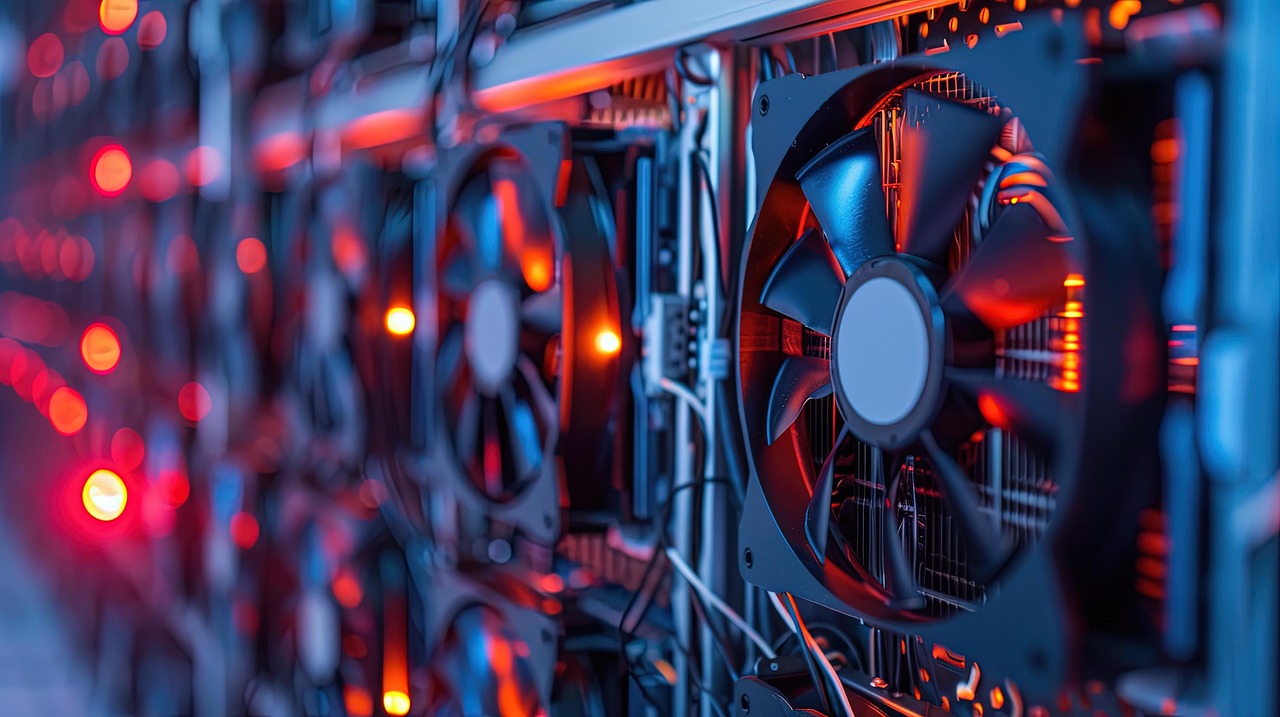 Computer cooling fans and electronics in an ai datacenter suggest energy cost impacts for corporations.