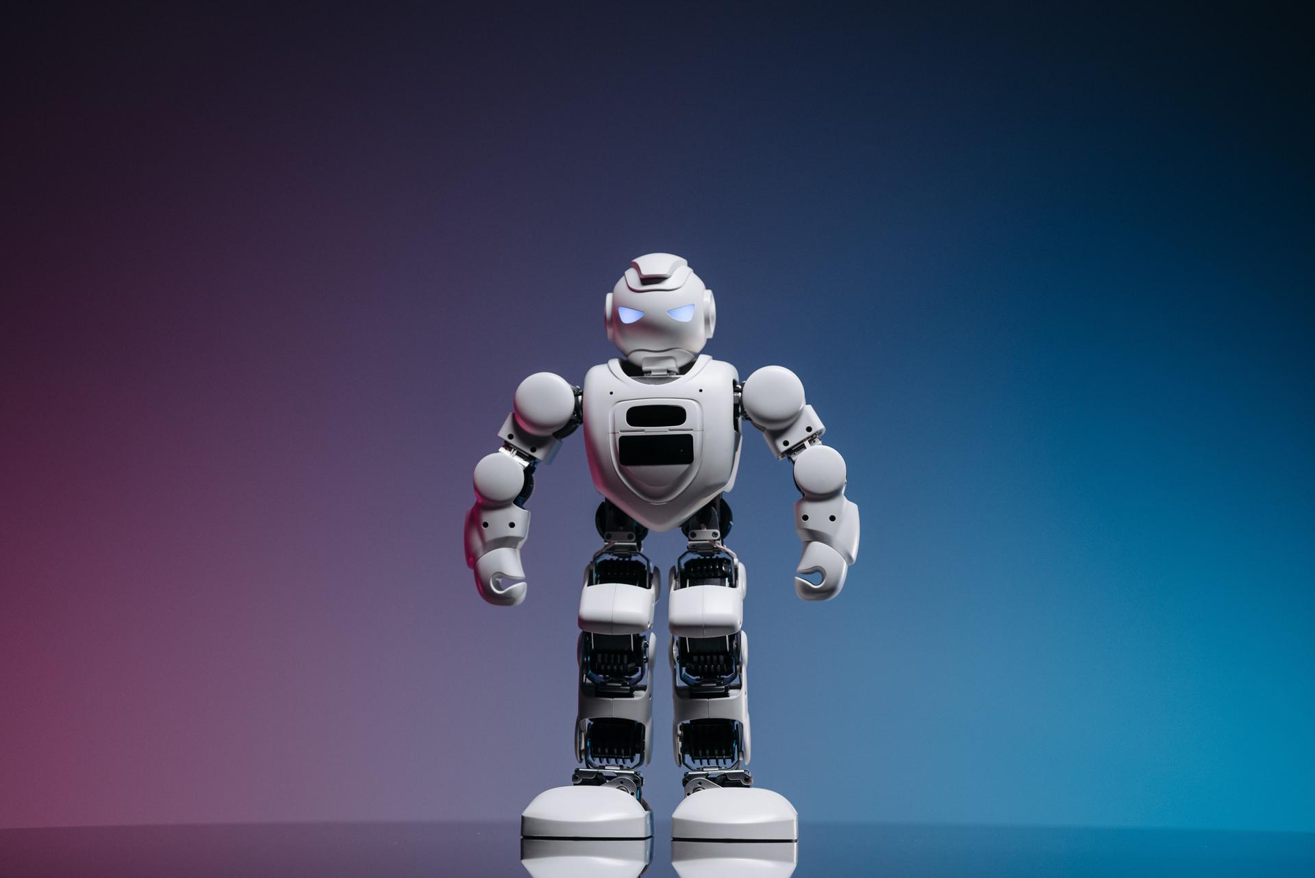 Humanoid Robot as AI Agents in Science A humanoid robot representing AI agents in revolutionizing scientific discourse.