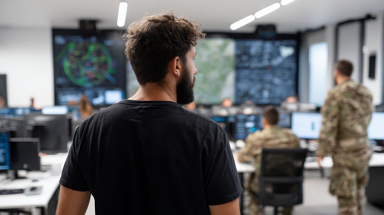 Military command center reacting to AI-generated intelligence about a potential conflict.