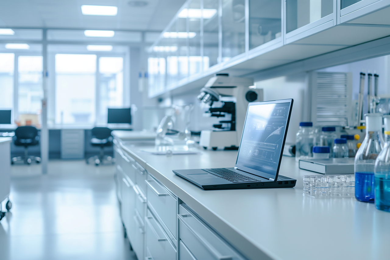 Modern laboratory showcasing AI tools for scientific research, emphasizing ai security.