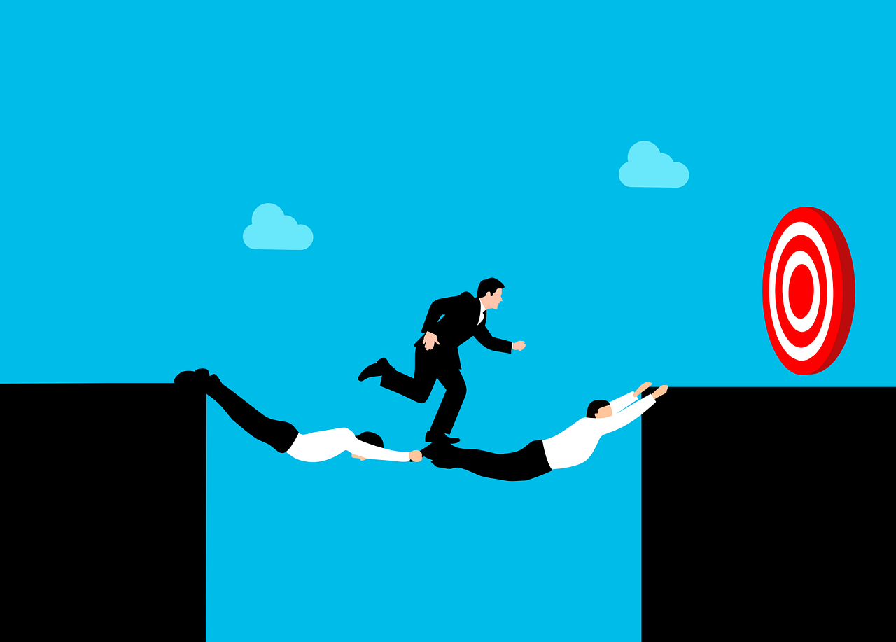 Teamwork across a gap symbolizes who bears OpenAI's AI revenue risks