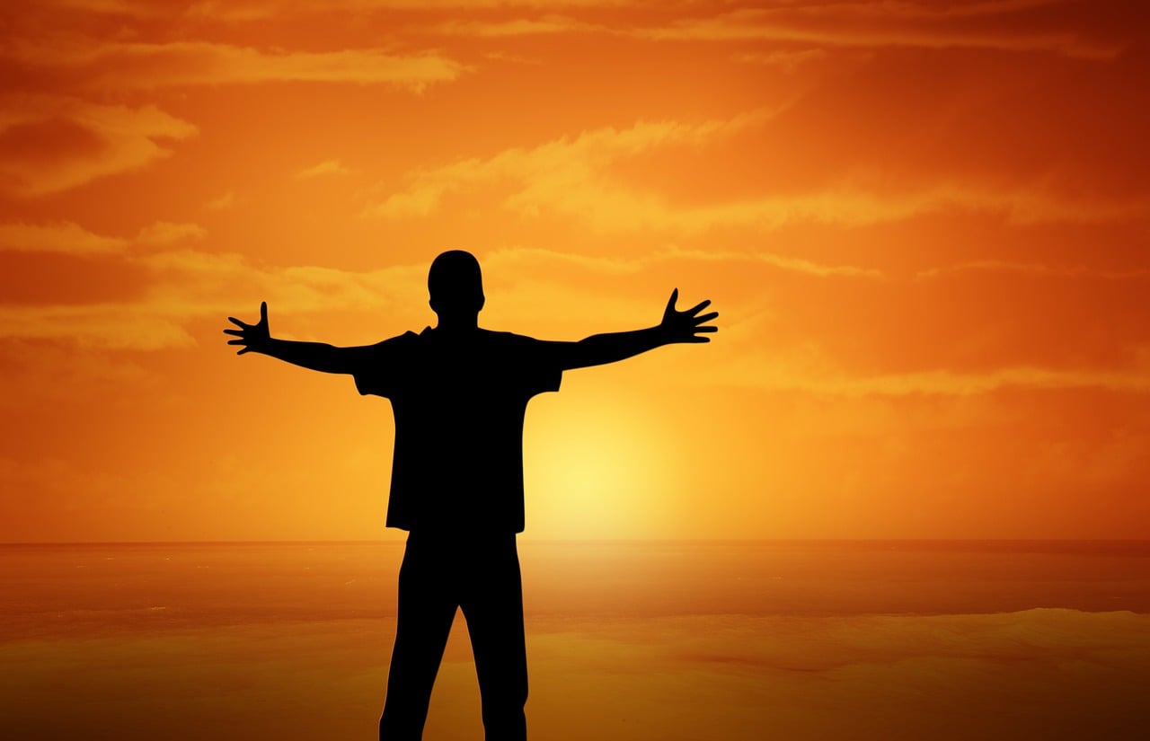 Silhouetted consumer with arms outstretched, reflecting on regret after an undisclosed AI-generated advertisement